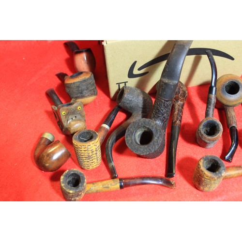 184 - A small suitcase of smoker's pipes from various manufacturers including Plumb, Baronite, Advin, Ropf... 