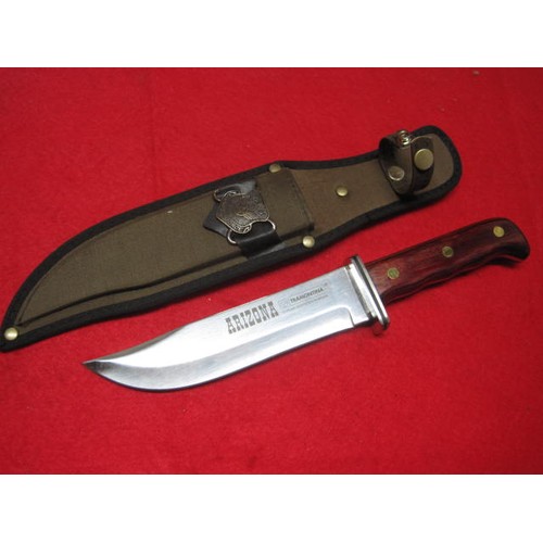 157 - A reproduction Eighth Air Force survival knife in scabbard with Tramontina blade, overall length app... 