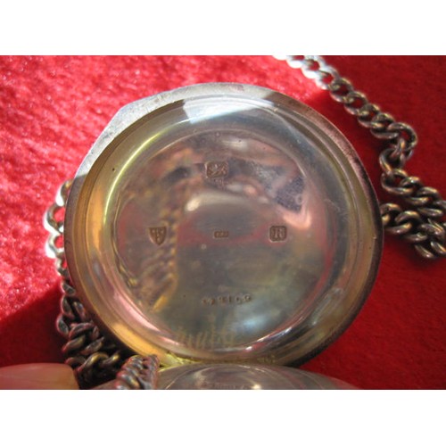 308 - A sterling silver pocket watch in running order, case hallmarked Chester 1900, case has maker's mark... 