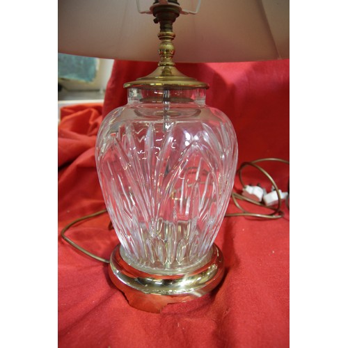 118 - A pair of Waterford Crystal table lamps with brass bases and fittings, both in good order