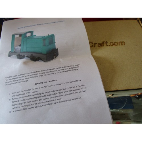 218 - Ruston and Hornsby 44HP Radio Controlled Diesel loco in laser cut carry box no remote