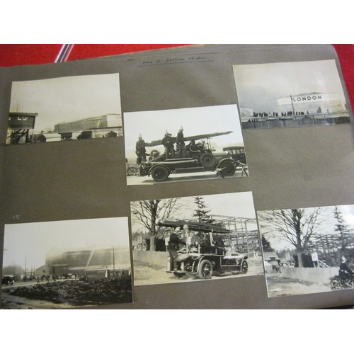 147 - A vintage photograph album containing pictures of military subjects including the funeral of King Ge... 