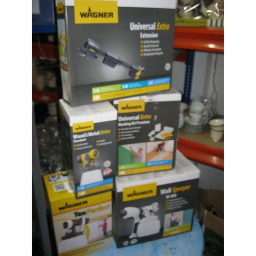 226 - A powered Wagner Paint Sprayer with various attachments, all boxed.