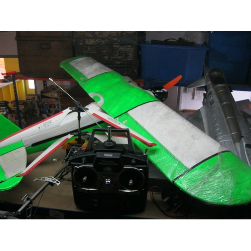 228 - A radio controlled light aircraft with handset, a radio controlled Eurofighter Typhoon a/f and a rad... 