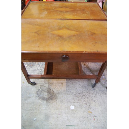 116 - A mid-century folding table/trolley plus an earlier occasional table