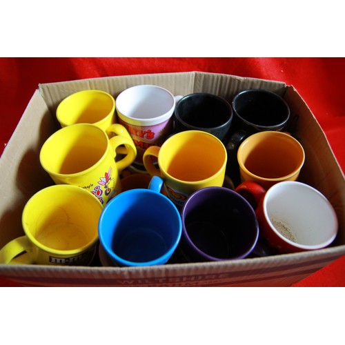 73 - A box of assorted advertising mugs