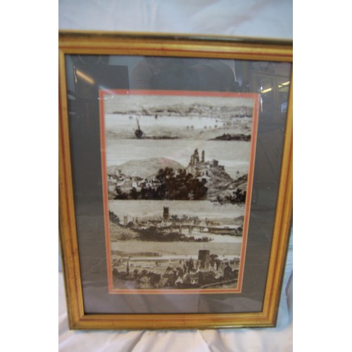 4 - 4 framed and glazed prints of antique local scenes including Swanage and Worth Matravers