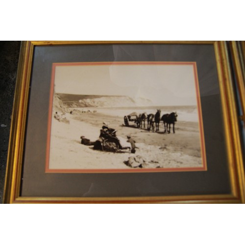 4 - 4 framed and glazed prints of antique local scenes including Swanage and Worth Matravers