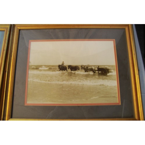 4 - 4 framed and glazed prints of antique local scenes including Swanage and Worth Matravers