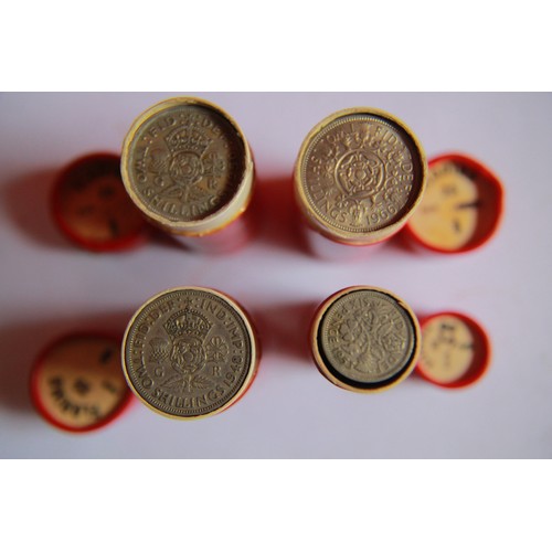 97 - A hoard of Sandhill tubes of pre-decimal coins to include tubes of pennies (5), florins (3), sixpenc... 