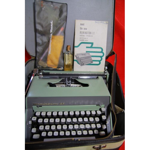 107 - A 1960s vintage cased Remington 11 typewriter in working order with original instruction booklet, ca... 