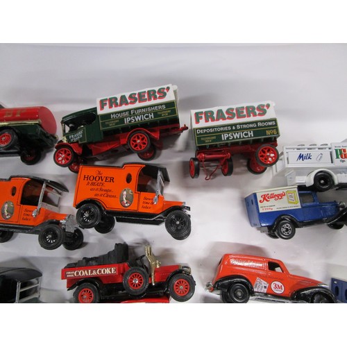 239 - A large selection of Corgi, Matchbox and lledo advertising Lorries, Vans ,Cars and Trucks including ... 