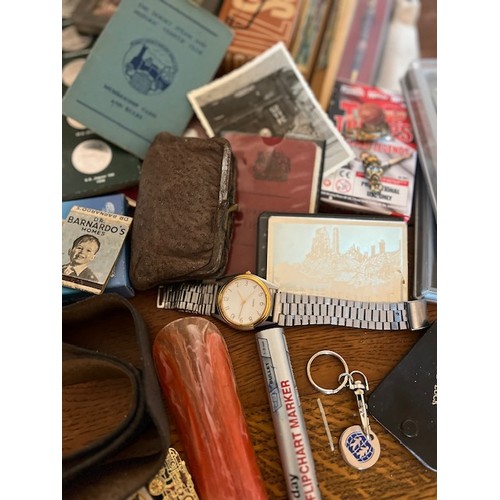 178 - Small suitcase  of collectables, includes crowns, medallions, badges and pens