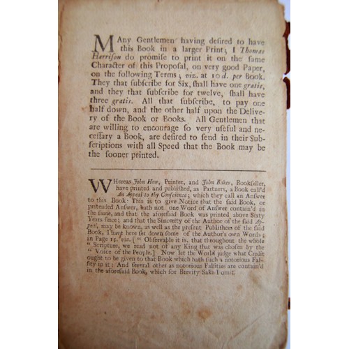 23 - Defoe, Daniel: The Judgment of Whole Kingdoms etc, 3rd Ed 1710, pub T Harrison, Cornhill, London. Le... 