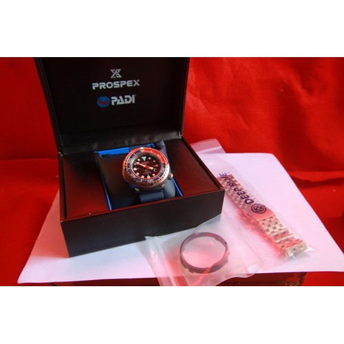 285 - Seiko Pepsi Prospex Tuna Padi automatic Divers' watch with original strap and sheath, but converted ... 