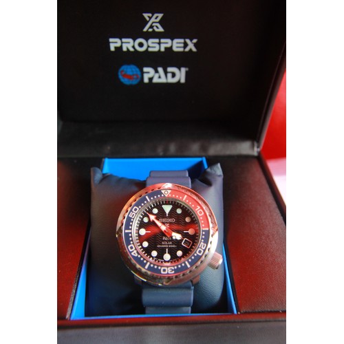 285 - Seiko Pepsi Prospex Tuna Padi automatic Divers' watch with original strap and sheath, but converted ... 