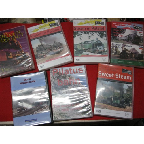 214 - A selection of 22 DVDs featuring steam railways of the world