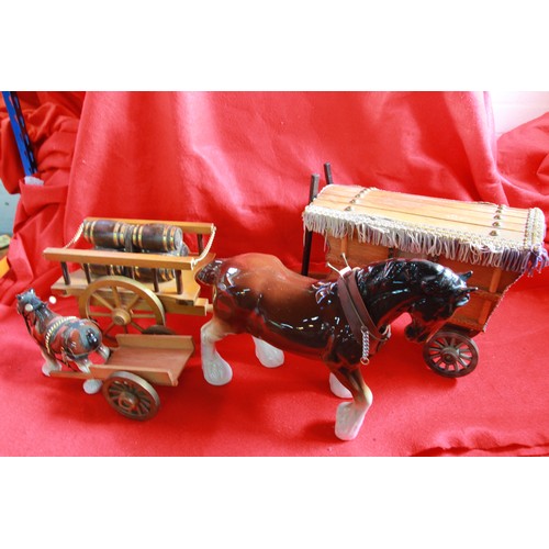 32 - x8 cart horses, x1 Dray, x1 gypsy caravan, plus trailer