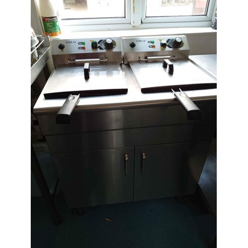 71 - An Adexa stainless steel floor standing double basket fryer, working order, single phase 6kW (runs o... 