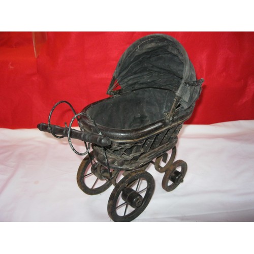 205 - x1 antique toy pram, possibly French and Victorian