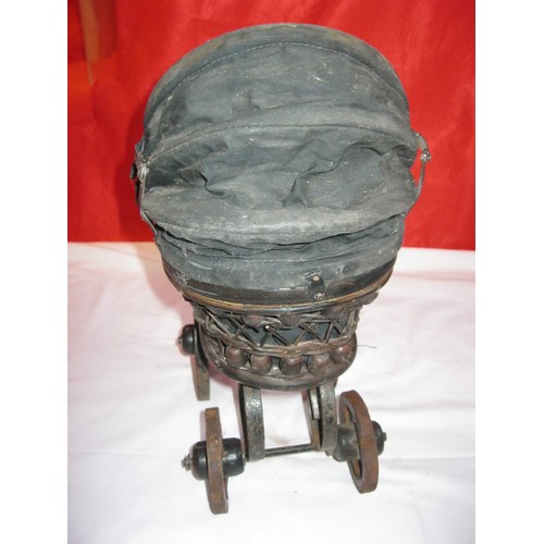 205 - x1 antique toy pram, possibly French and Victorian