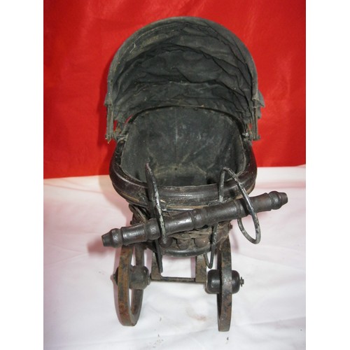 205 - x1 antique toy pram, possibly French and Victorian