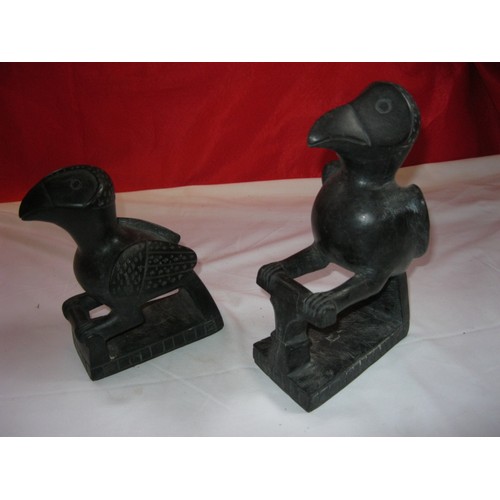 223 - A pair of carved ethnic bookends in the form of birds