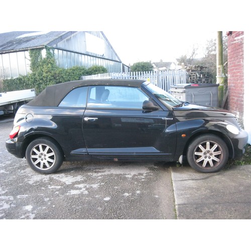 14 - A 2007 (56 plate) Chrysler PT Cruiser Convertible, Black, MoT July 23, running order, 2.4 petrol, 91... 