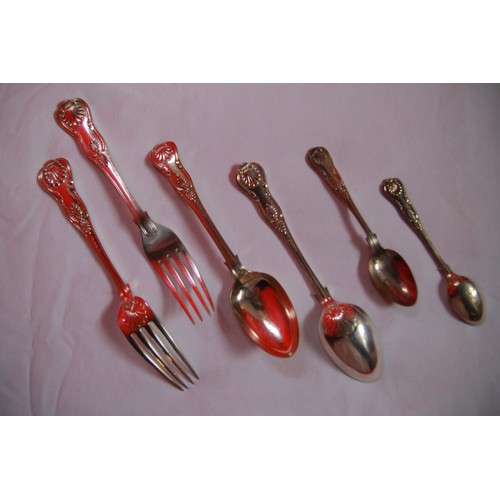 34 - A quantity of King's Pattern spoons and forks much of it by Viners, and a selection of white-handled... 