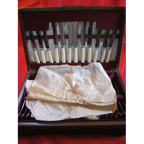 24 - A 6 place-setting wooden canteen of cutlery by Cooper Brothers, in good order