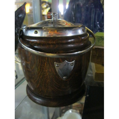 26 - A pair of vintage biscuit barrels including one in polished wood plus a number of cased sets of cutl... 