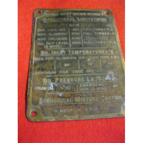 188 - An assortment of pre-WW2 vintage manufacturer's plates from aircraft including Miles Magister, Gypsy... 