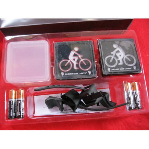 17 - A job lot of 10 new and boxed 'Brainy Bike Lights', all supplied with fittings, carry box and sealed... 