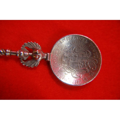 223 - 1737 Silver Emmanuel Pinto Maltese coin spoon