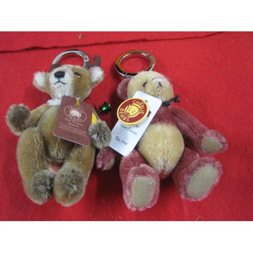 253 - x2 Charlie Bear keyrings No.558 Slipper and Rudi No.675