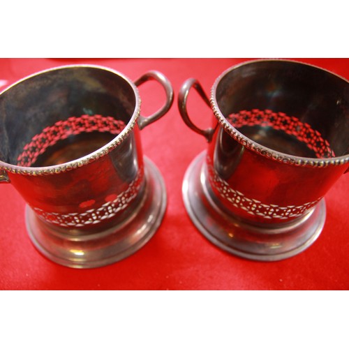 222 - A pair of antique silver plate wine coolers with wooden bases, a pair of silver plate ice buckets an... 