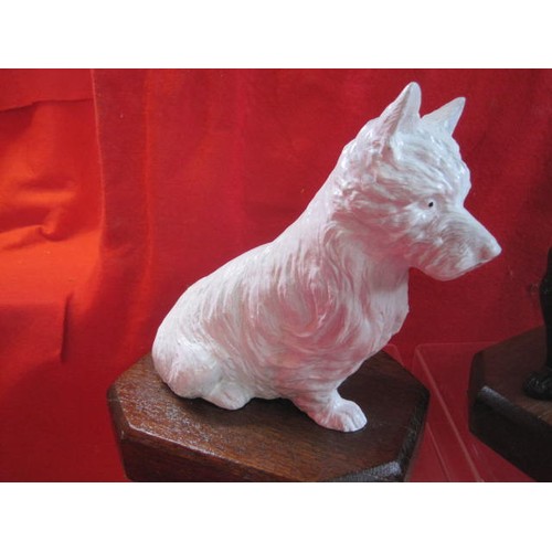 234 - Pair of black and white Whisky advertising spelter dogs