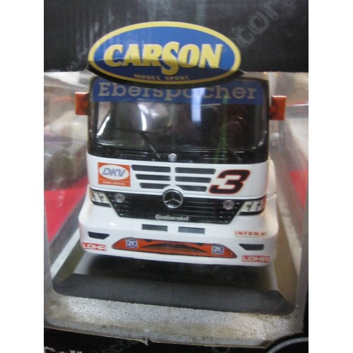 258 - A large boxed model of a Mercedes racing truck my Carson Model Line in good order