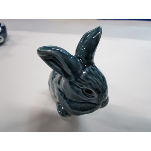 15 - Poole Pottery Preening Rabbit in Dolphin Blue.