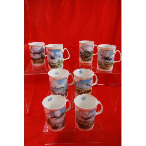 36 - A selection of 8 bone china mugs by Davenport featuring WW2 military aircraft
