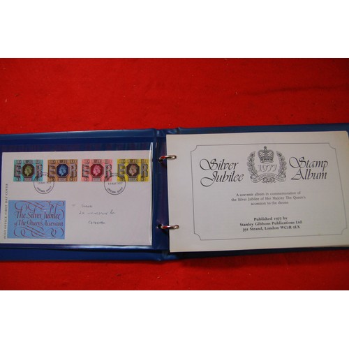 109 - A selection of stamp albums including a 1977 Silver Jubilee Album and various others including one a... 