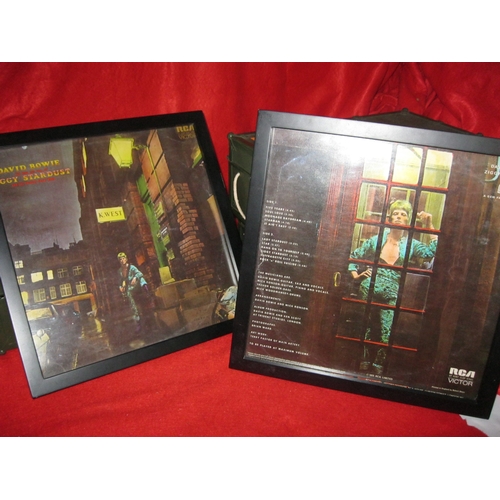 170 - A framed and glazed cover and reverse of the album sleeve to David Bowie - Ziggy Stardust and the Ri... 