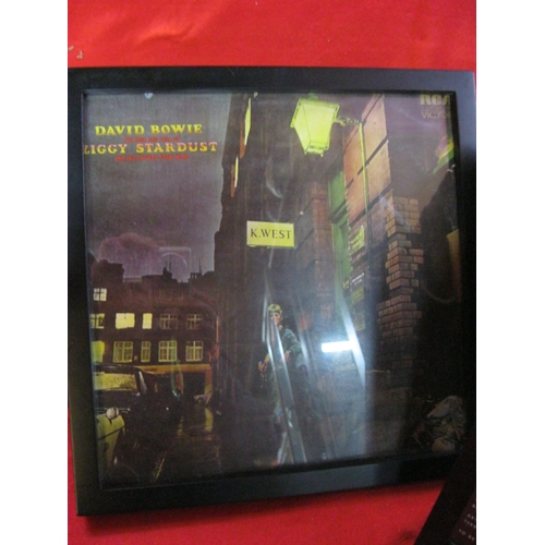 170 - A framed and glazed cover and reverse of the album sleeve to David Bowie - Ziggy Stardust and the Ri... 