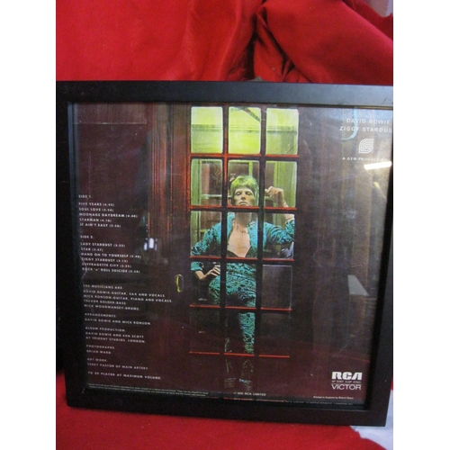 170 - A framed and glazed cover and reverse of the album sleeve to David Bowie - Ziggy Stardust and the Ri... 