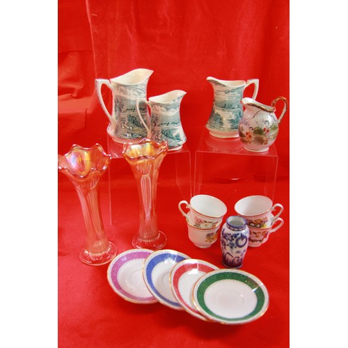 13 - Box of china inc. Meakin
Consists of Four Jugs and four Duos and two vases