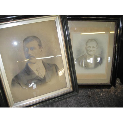 73 - A pair of large F&G antique photographs of gentlemen  circa 1910s in ebonised style frames .