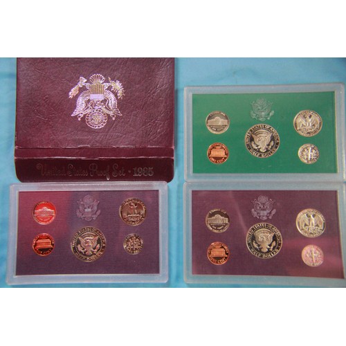 50 - 3 US Mint Proof Sets, 1985 in original cardboard slip case, 1992 and 1995 in plastic presentation ca... 