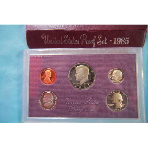 50 - 3 US Mint Proof Sets, 1985 in original cardboard slip case, 1992 and 1995 in plastic presentation ca... 