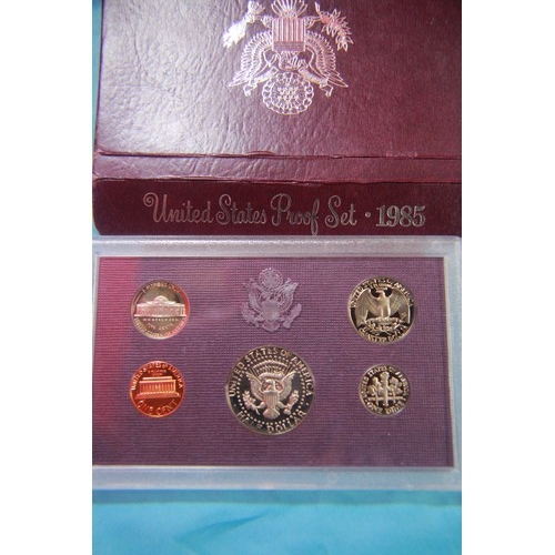 50 - 3 US Mint Proof Sets, 1985 in original cardboard slip case, 1992 and 1995 in plastic presentation ca... 