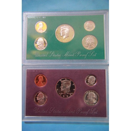 50 - 3 US Mint Proof Sets, 1985 in original cardboard slip case, 1992 and 1995 in plastic presentation ca... 